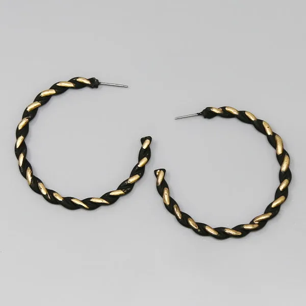 Color Dipped Twisted Metal  Hoop Earrings