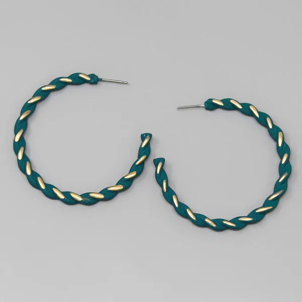 Color Dipped Twisted Metal  Hoop Earrings