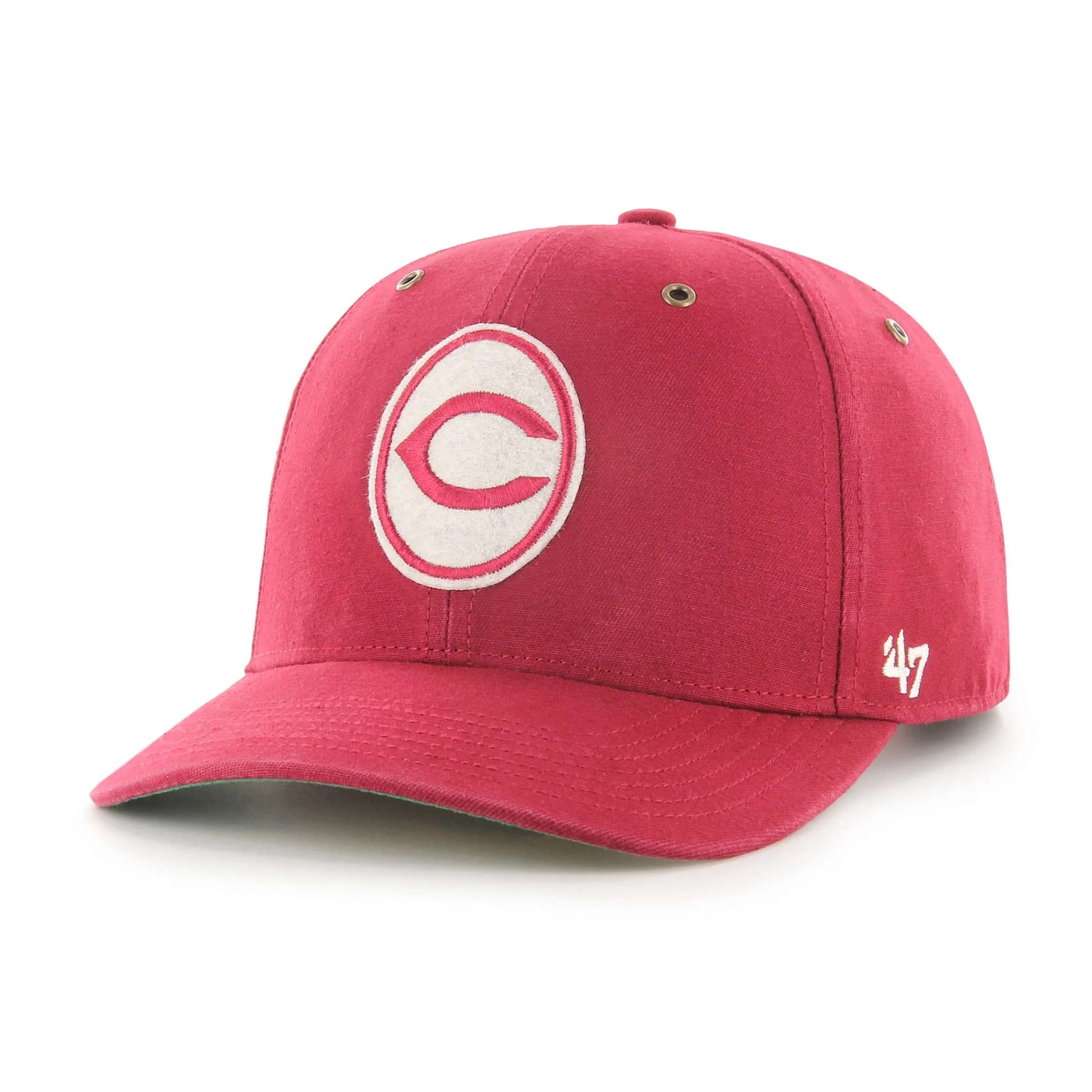 Cooperstown Cincinnati Reds Felt Reds Logo Snapback Hat | Maroon Snapback Cap