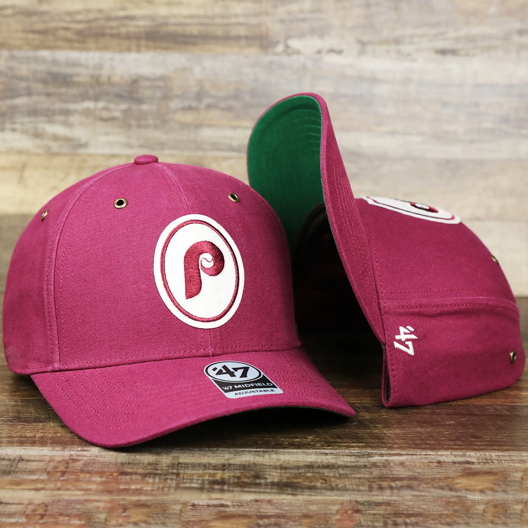 Cooperstown Philadelphia Phillies Felt Phillies Logo Snapback Hat | Cardinal Snapback Cap