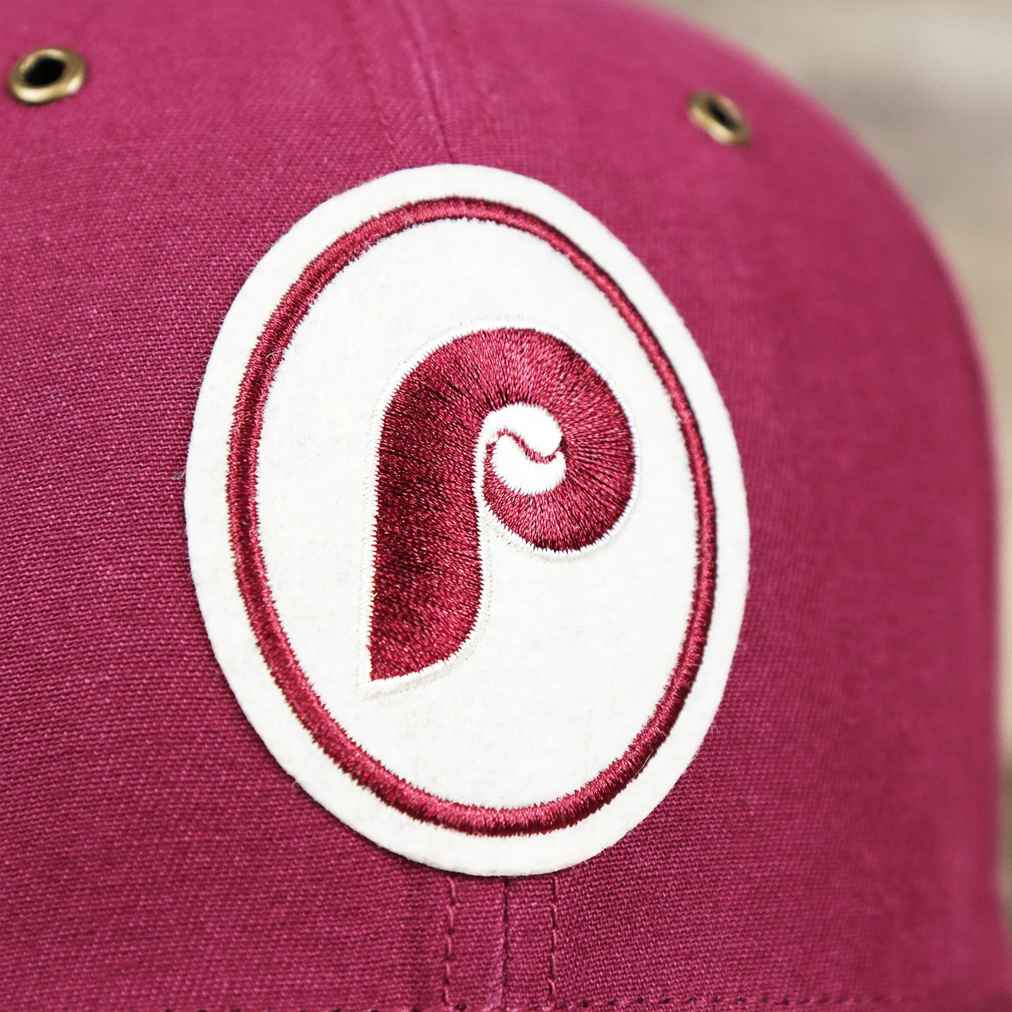 Cooperstown Philadelphia Phillies Felt Phillies Logo Snapback Hat | Cardinal Snapback Cap