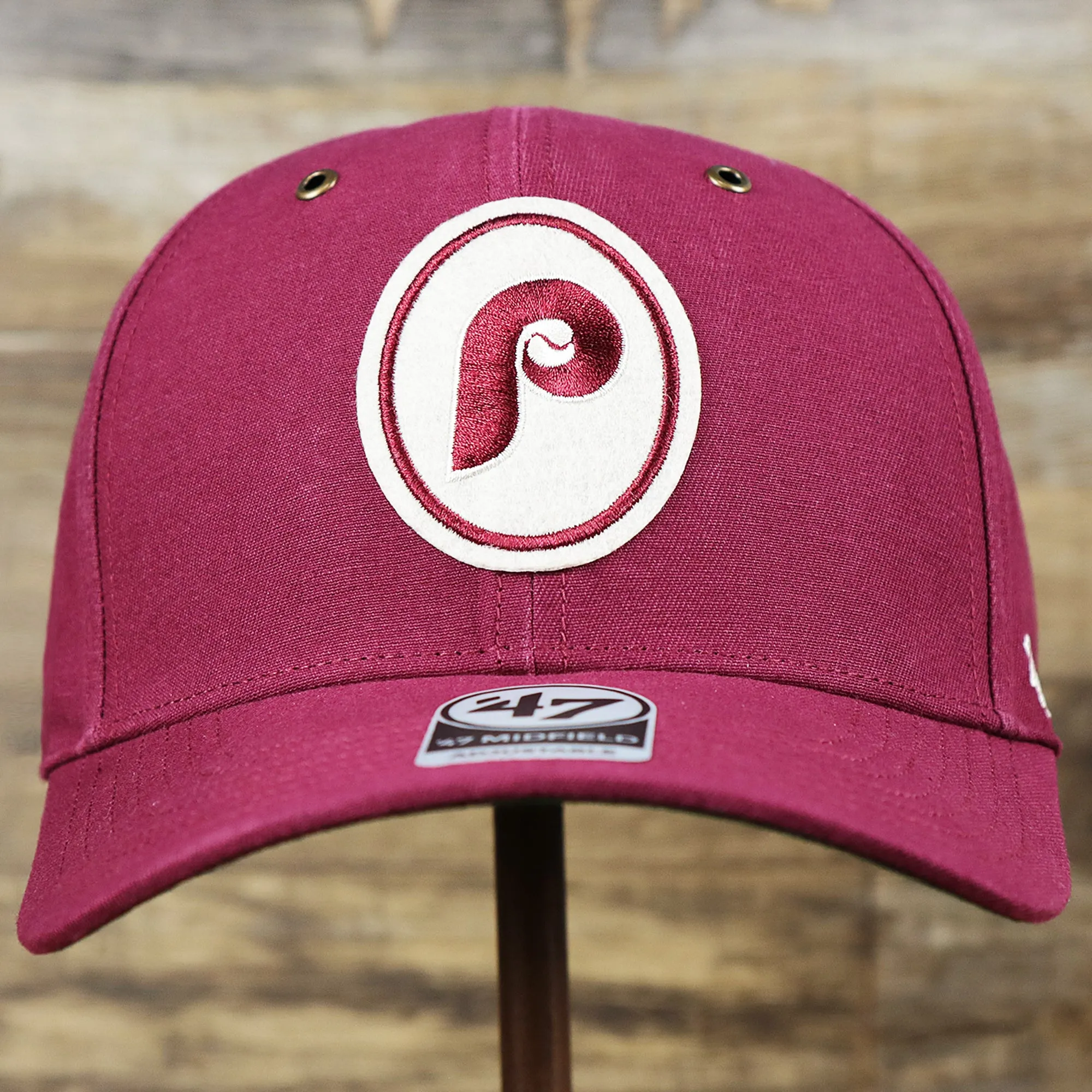 Cooperstown Philadelphia Phillies Felt Phillies Logo Snapback Hat | Cardinal Snapback Cap