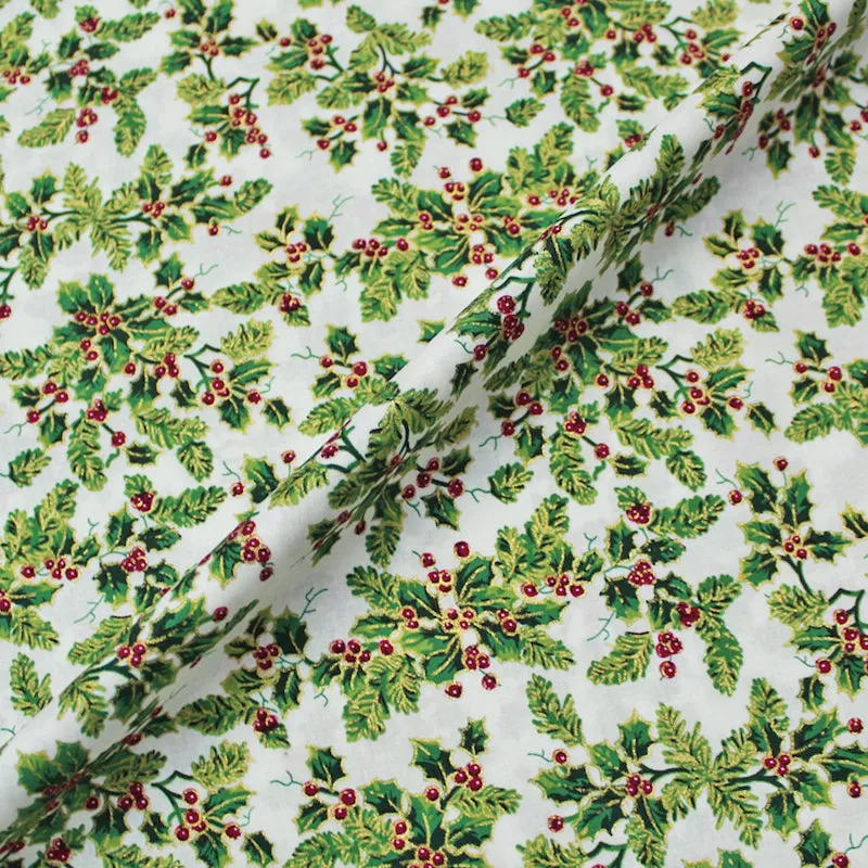 Cream Christmas Cotton - Festive Berries