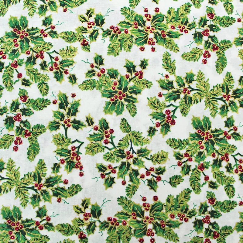 Cream Christmas Cotton - Festive Berries