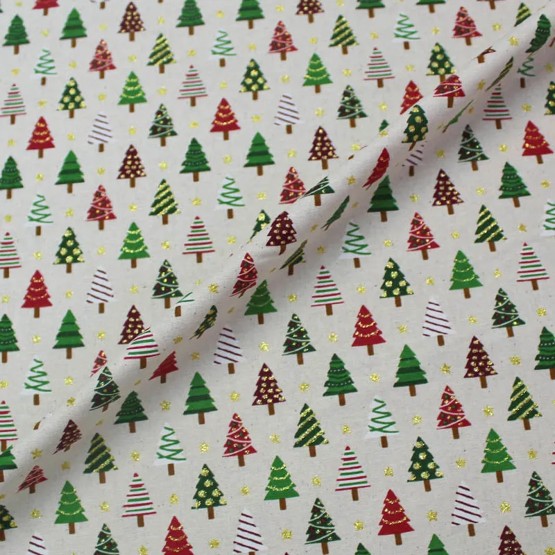 Cream Christmas Craft Cotton - Sparkly Trees