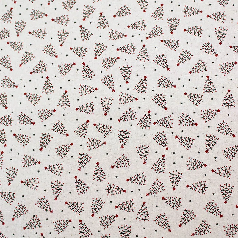 Cream Christmas Fabric - Starry Trees