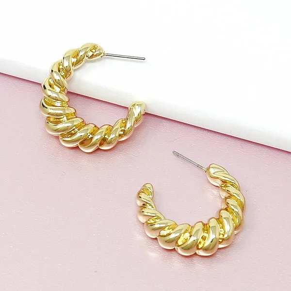 Croissant Metal Hoop Earrings