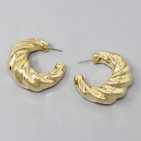 Croissant Twisted Metal Chunky Hoop Earrings