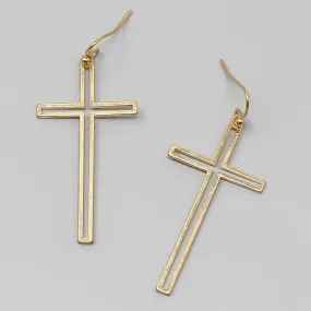 Cross Metal Cutout Drop Earrings