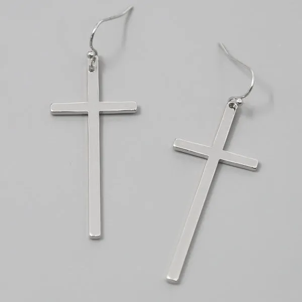 Cross Metal Drop Earrings