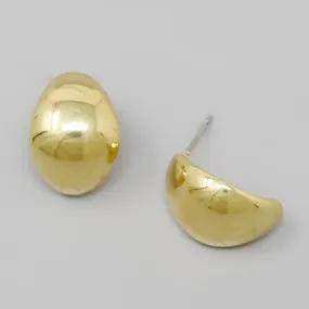 Curved Metal Plate Stud Earrings