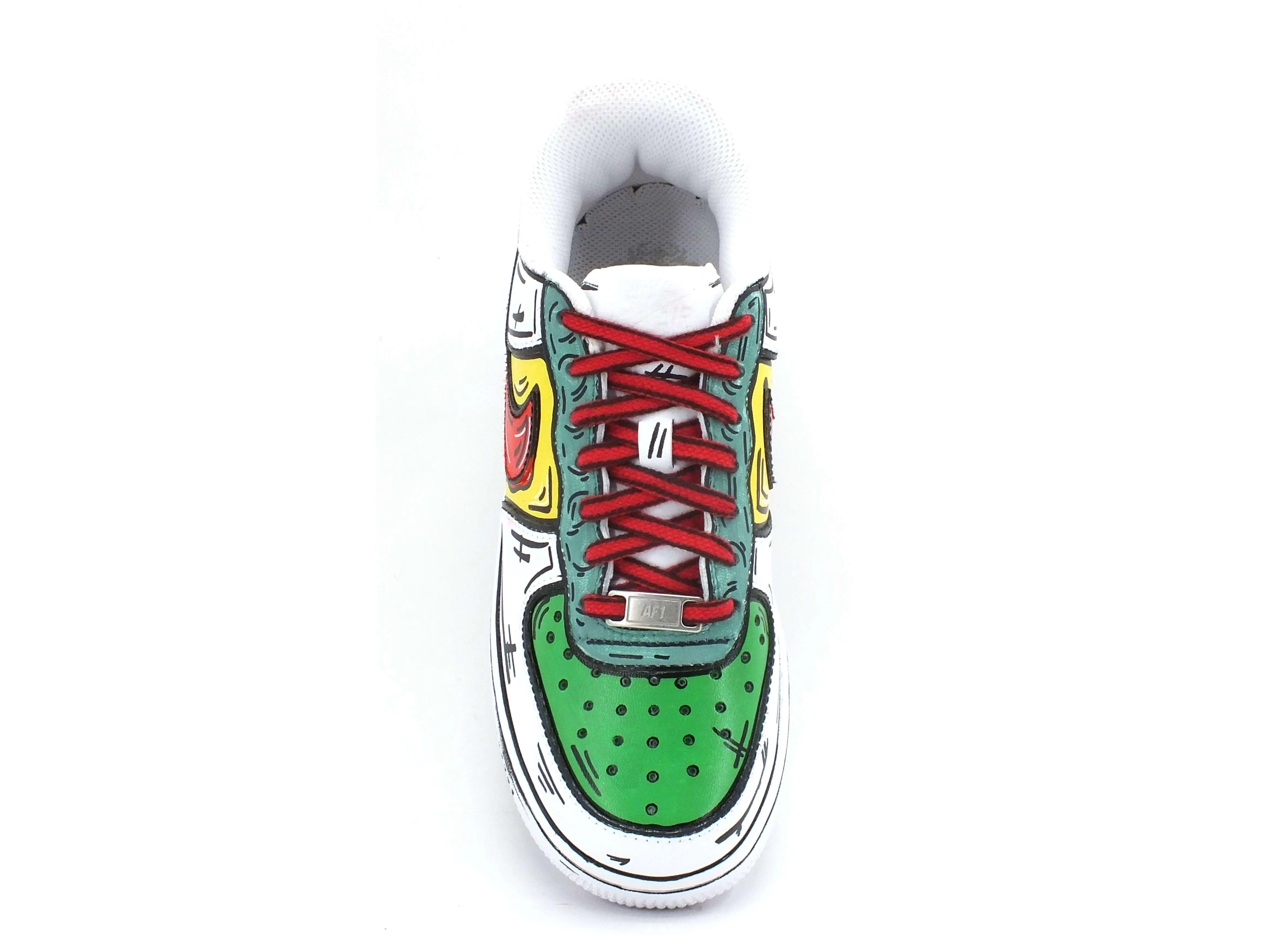 CUSTOM / Nike Air Force 1 Sneaker AF1 Cartoon Comics White Red Green 315115-112