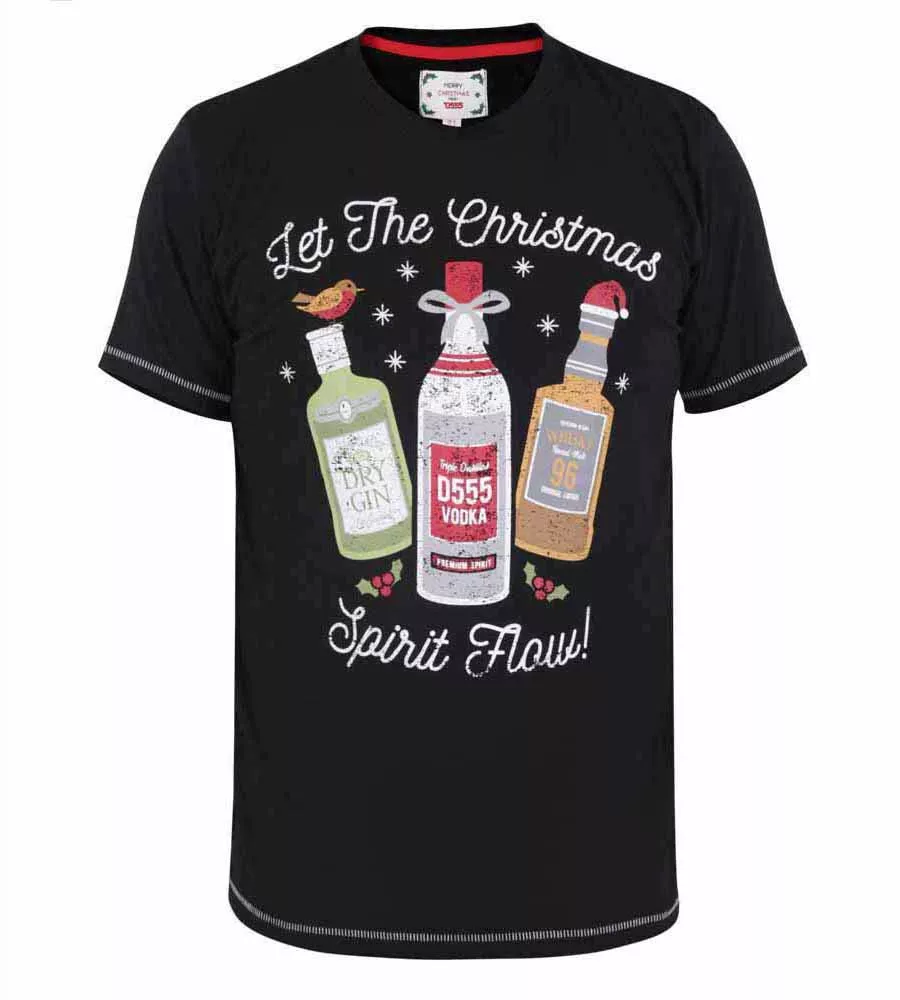 D555 Big Mens Printed Christmas T-Shirt Festive Spirit (SPIRIT)