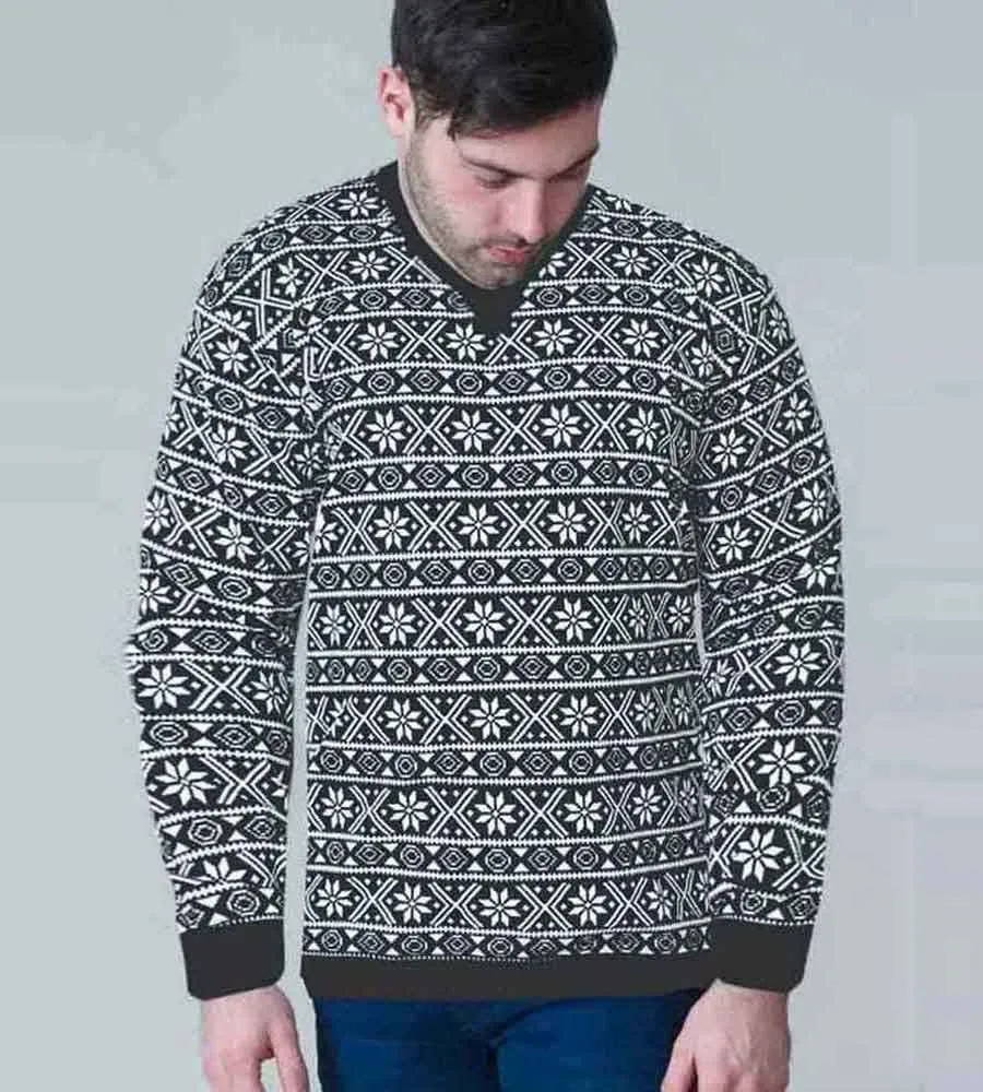 D555 Mens AOP FairIsle Print Christmas Sweatshirt (ADVENT)