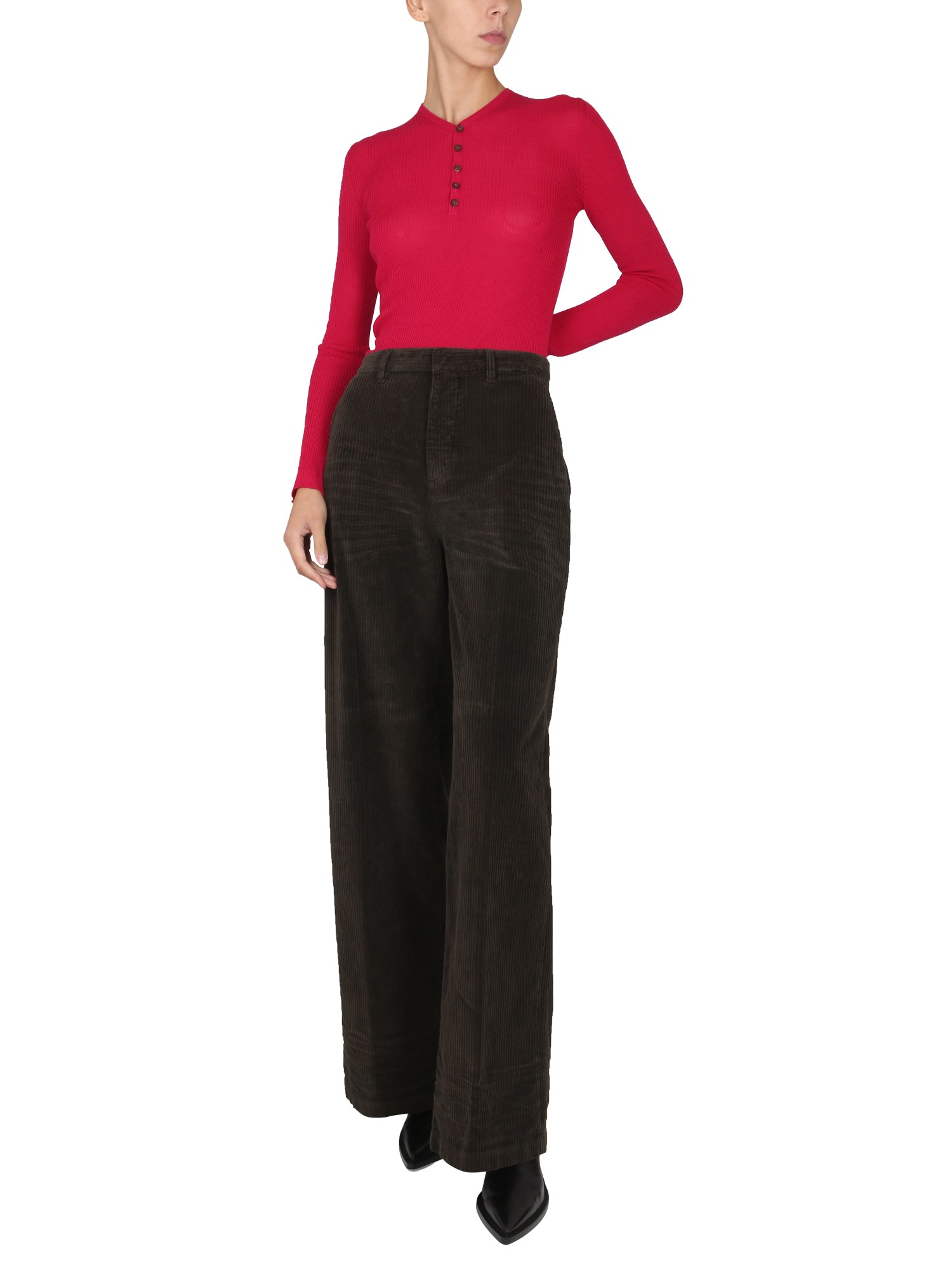 DSQUARED    RIBBED WIDE LEG PANTS