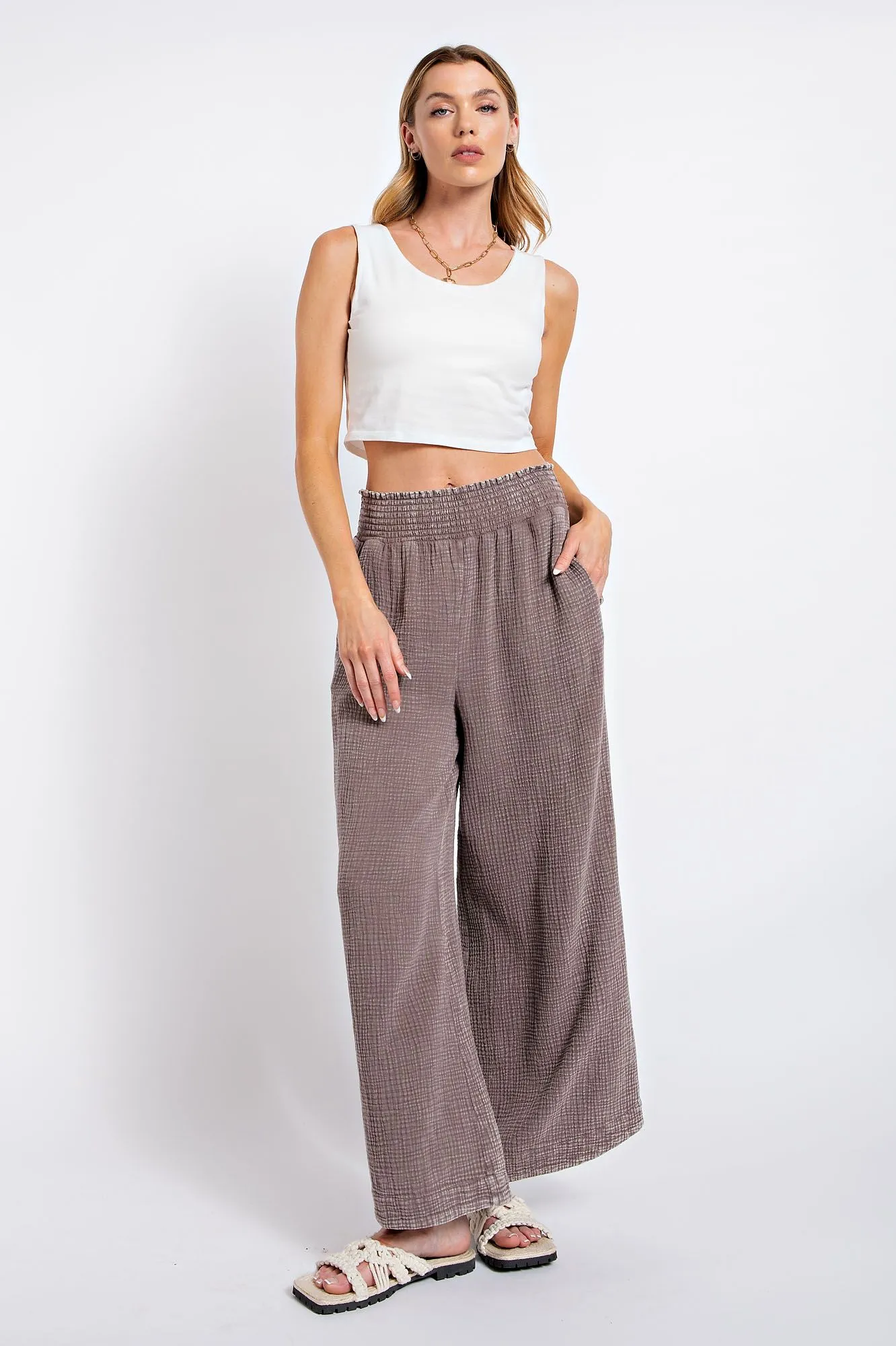 Easel Washed Cotton Gauze Pants