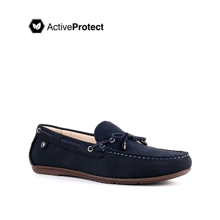 Fen Slip On Bow Women's Shoes - Navy Nubuck