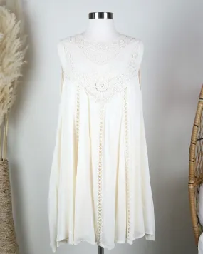 Final Sale - Boho Crochet Lace Dress in Natural