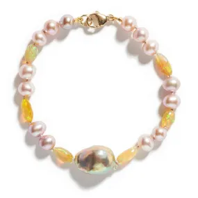 Freshwater Pearl & Ethiopian Opal Bracelet