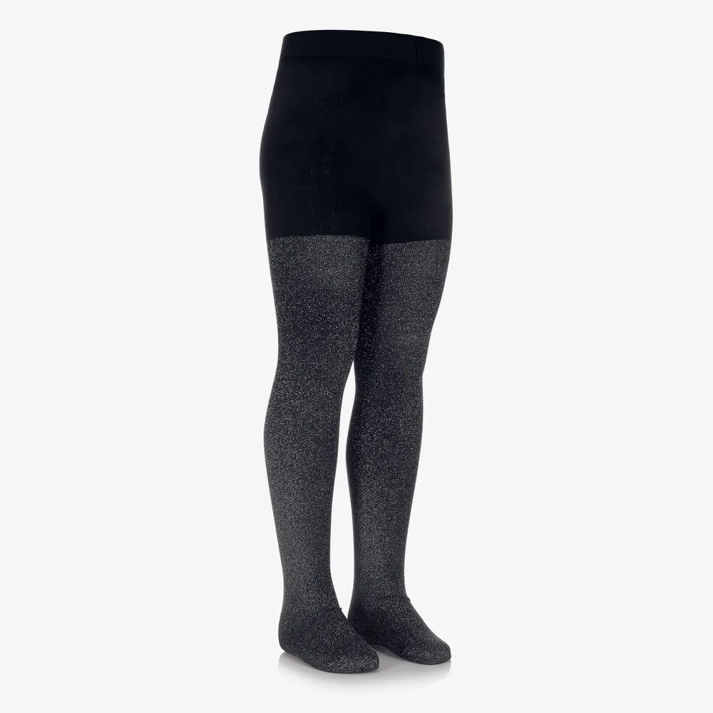 Girls Navy Blue Sparkly Tights