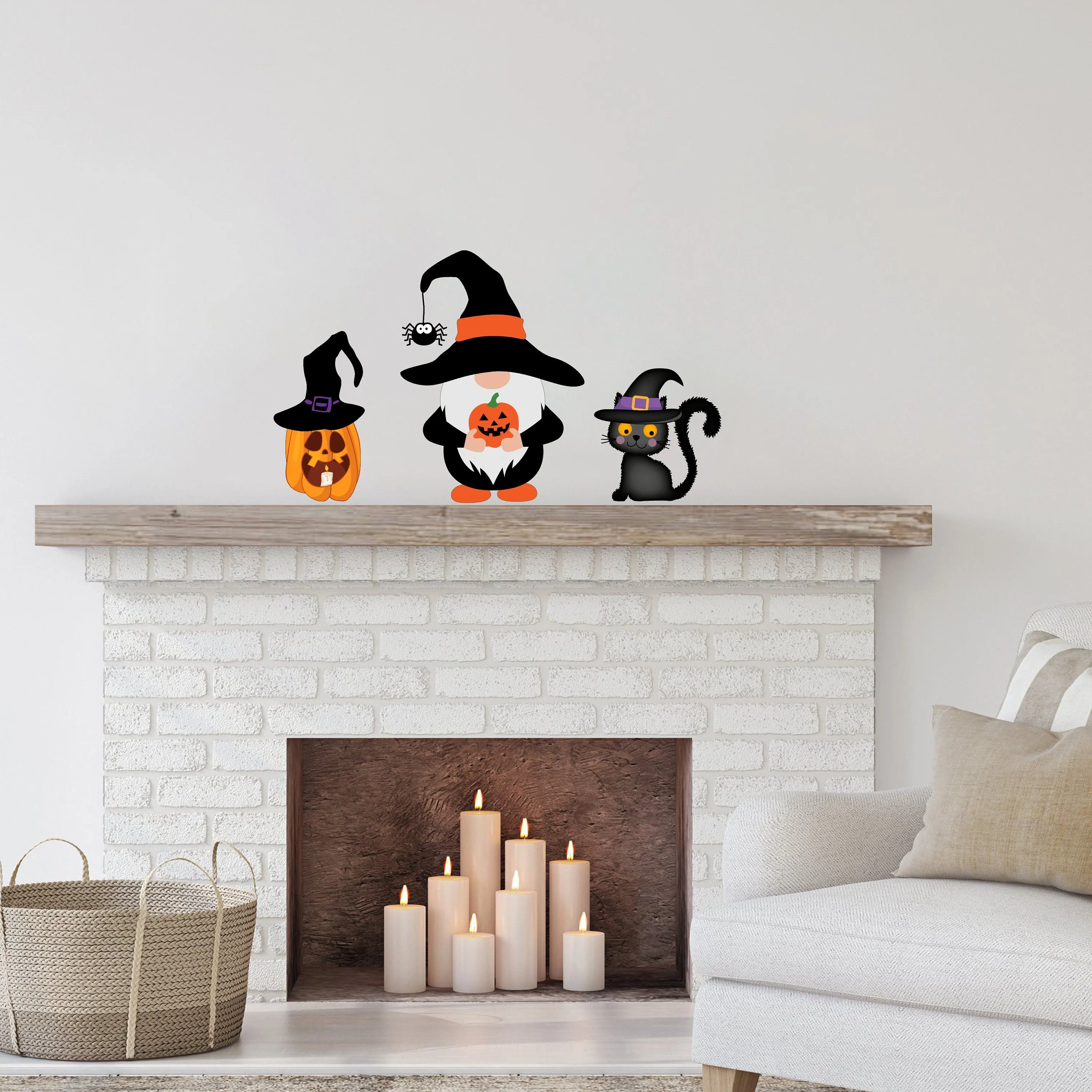 Gnome Halloween Wall Decals, Halloween Gnome, Halloween Decor, Halloween Cat, Halloween Pumpkin