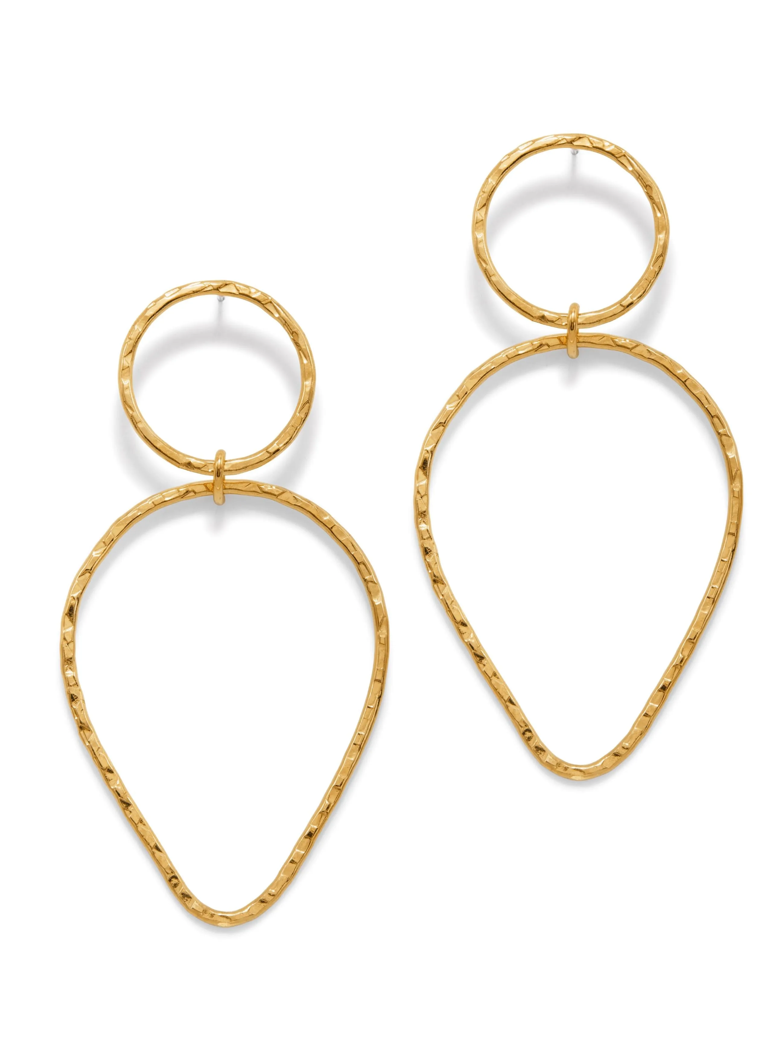 Gold Textured Tear Earrings