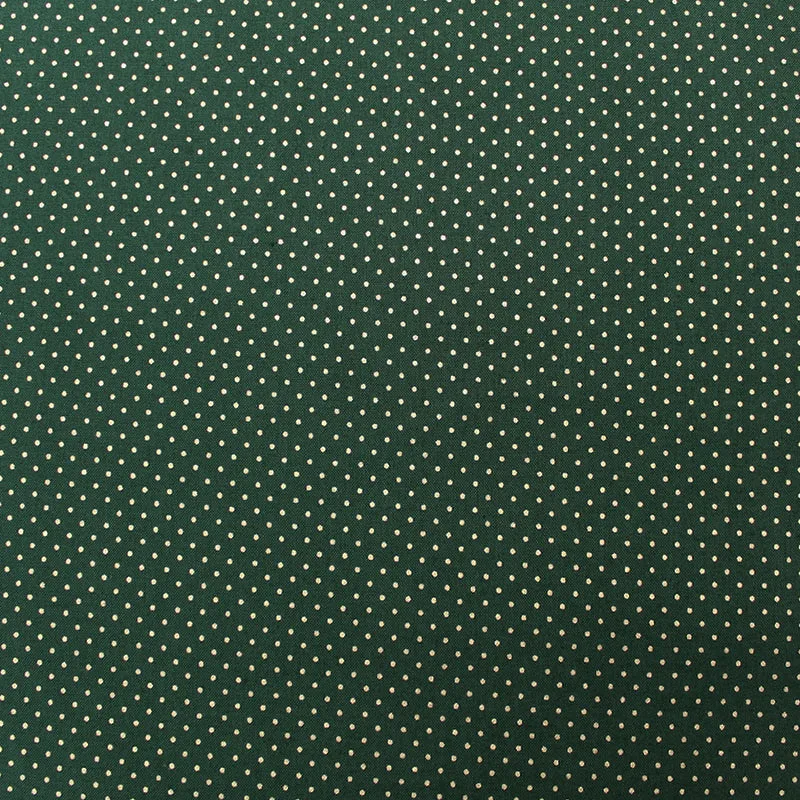 Green Metallic Christmas Cotton - Golden Spots