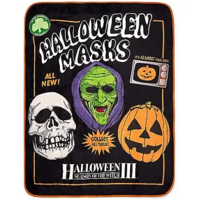 Halloween Masks Fleece Blanket – Halloween III (Spirit Halloween)