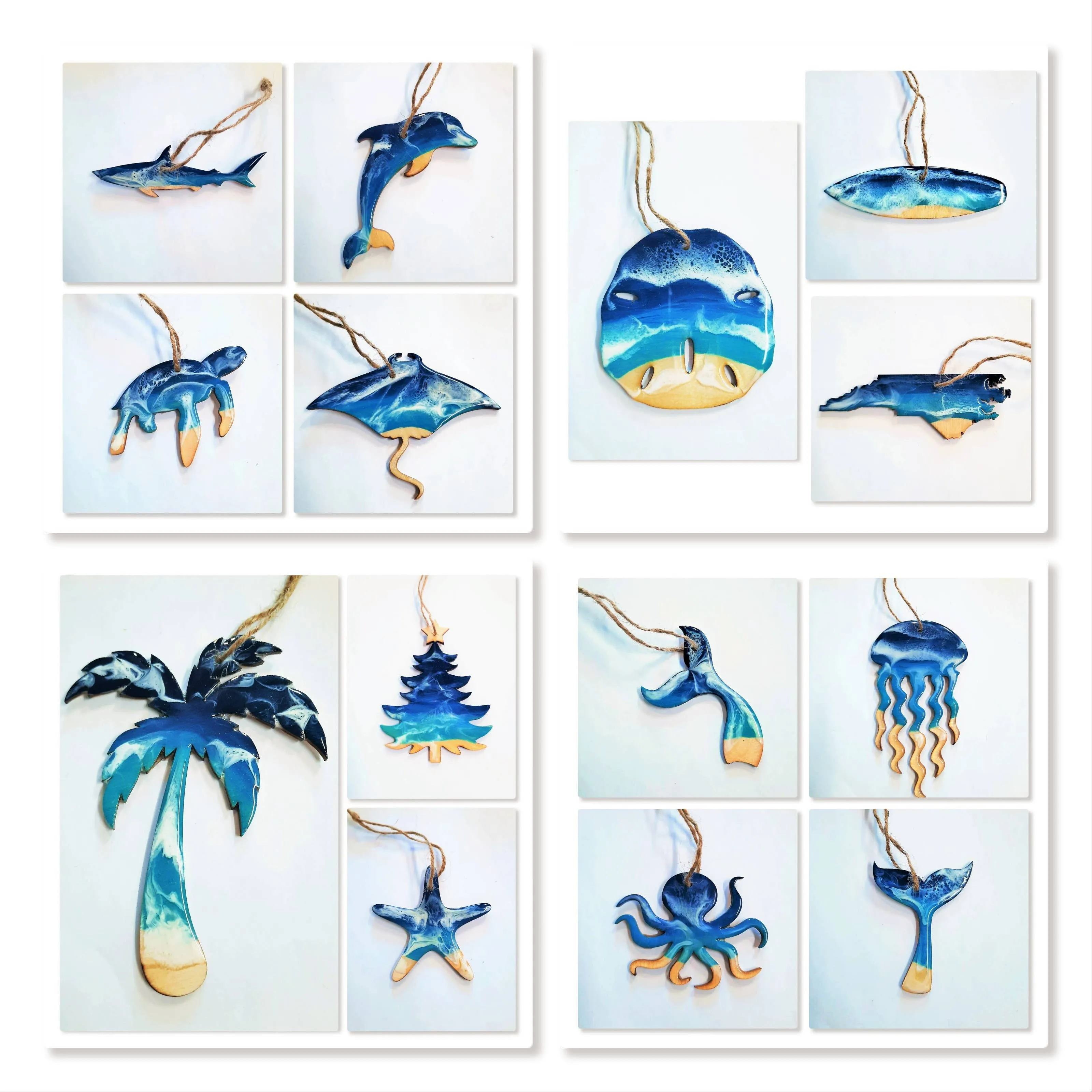 Handmade Resin Ocean/Beach/Sealife Christmas Ornament