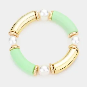 iLLASPARKZ Oval Pearl Accented Resin Stretch Bracelet