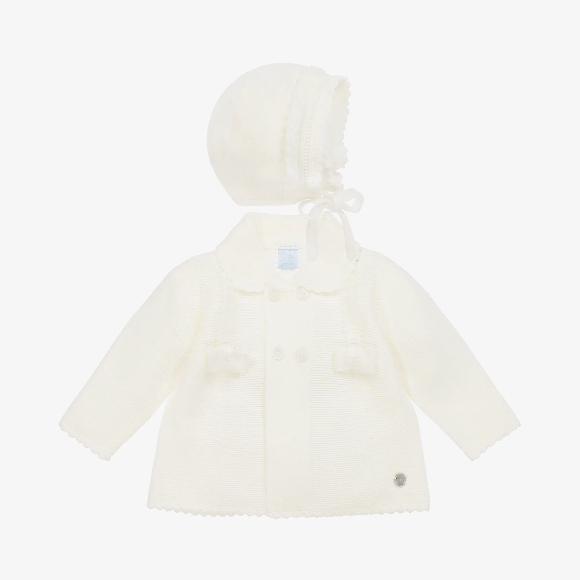 Ivory Knitted Pram Coat & Hat Set