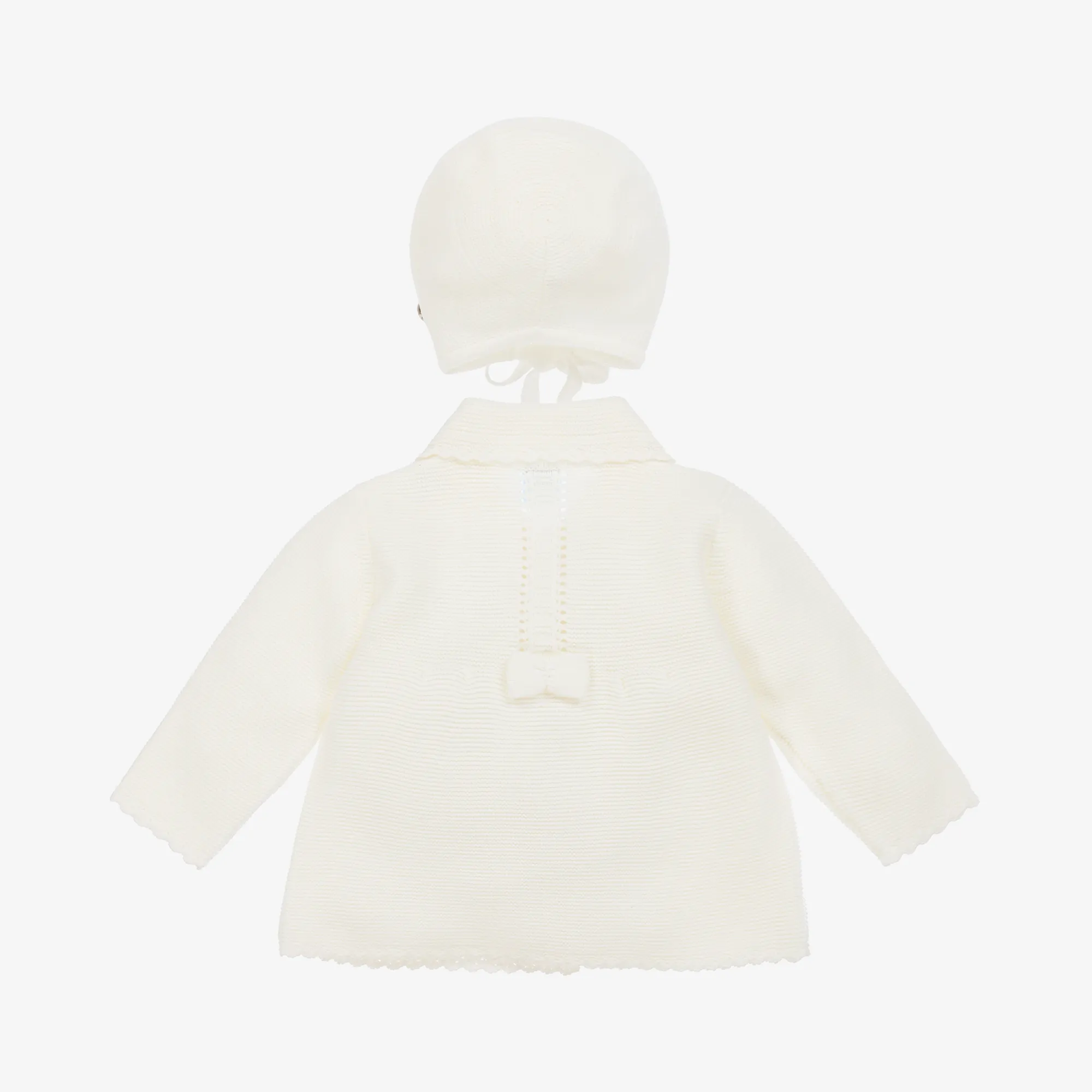 Ivory Knitted Pram Coat & Hat Set