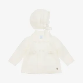 Ivory Knitted Pram Coat & Hat Set