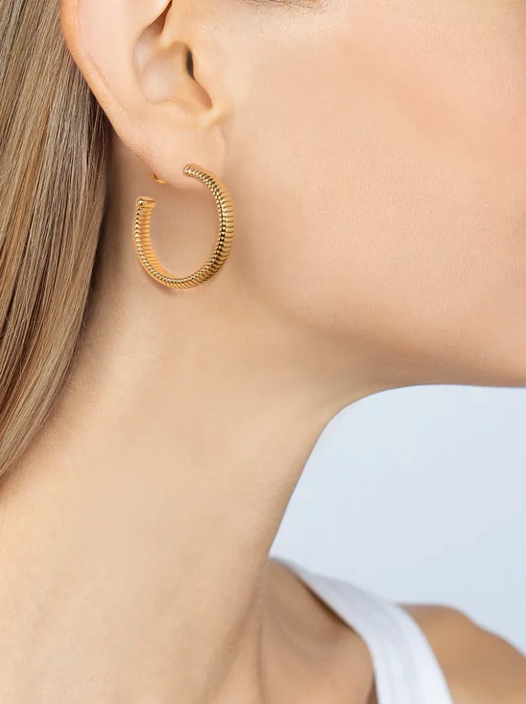 Janis Savitt Gold Cobra Hoop Earrings