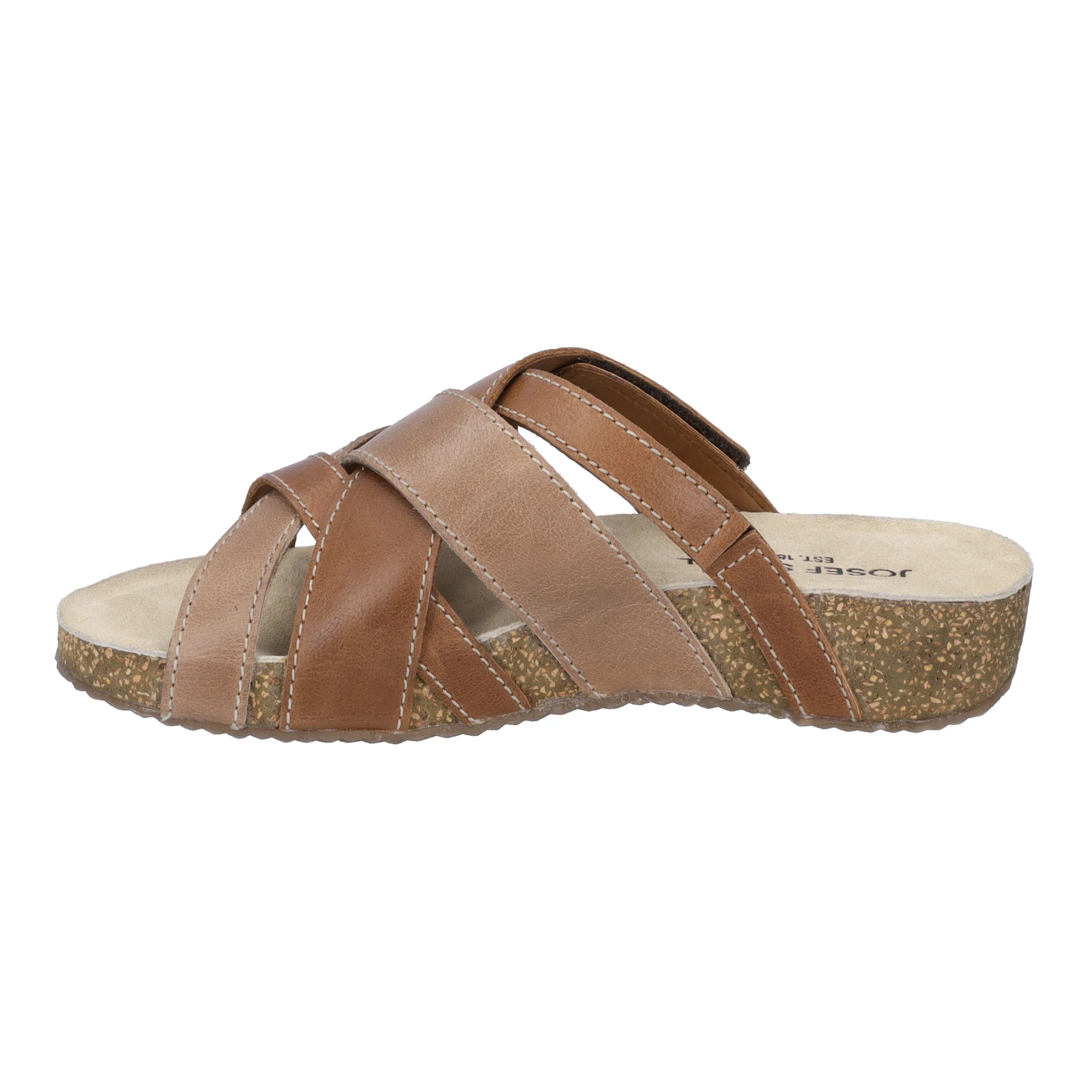 Josef Seibel Womens Tonga 74 Leather Slide Sandal- Nuss Tan Leather