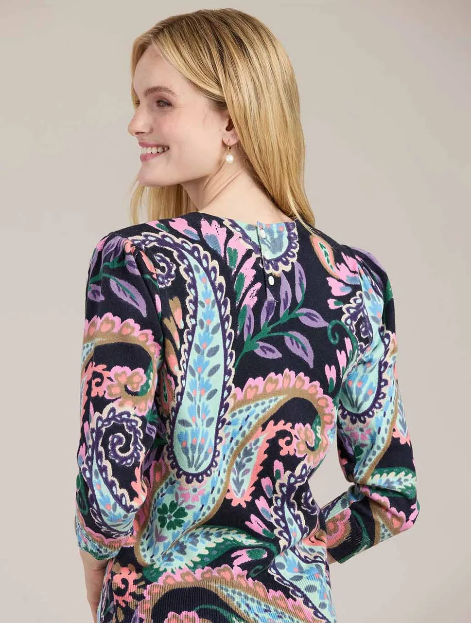 Julianne Cotton & Cashmere Paisley Sweater | Tyler Boe