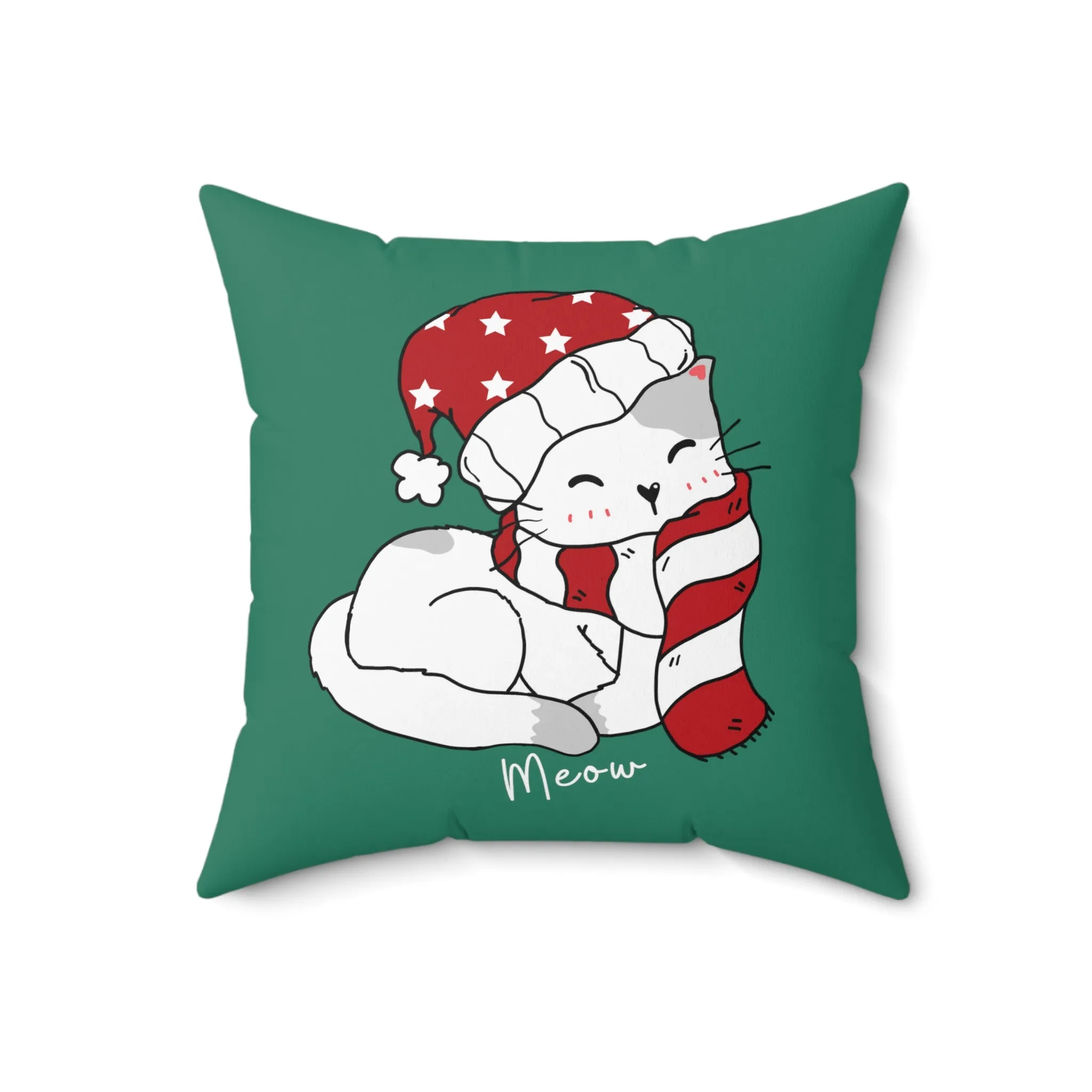 Kawaii Cat Christmas Pillow