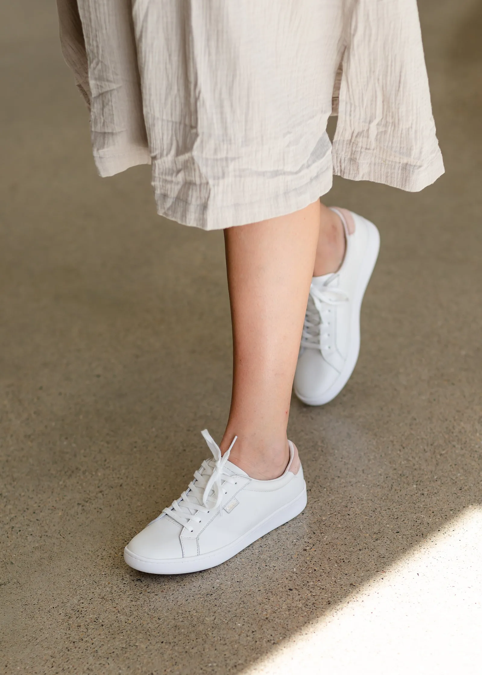 Keds White + Blush Leather Sneaker - FINAL SALE