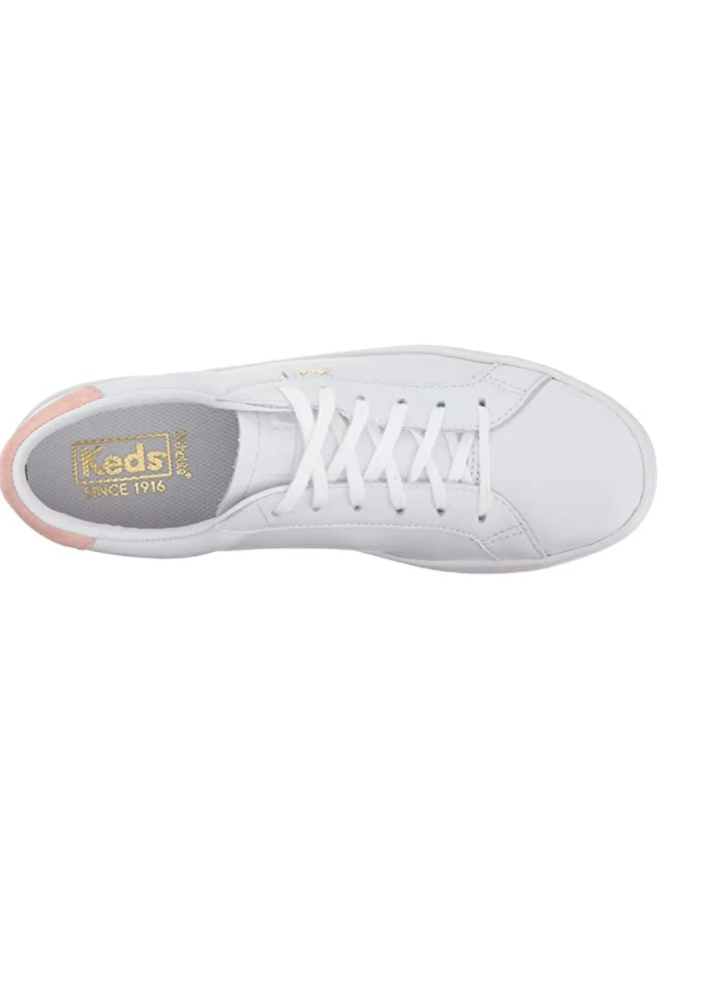 Keds White + Blush Leather Sneaker - FINAL SALE