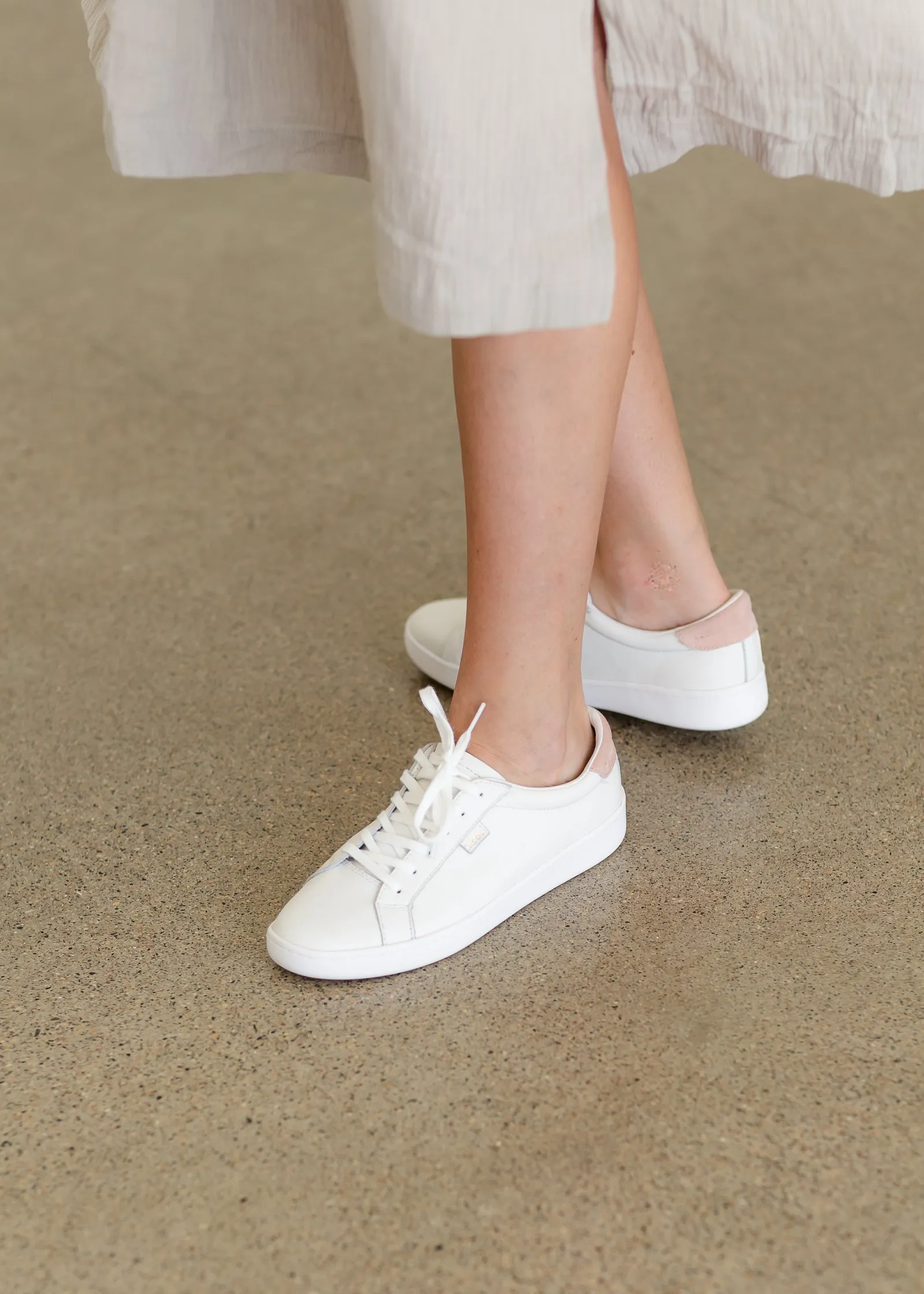 Keds White + Blush Leather Sneaker - FINAL SALE