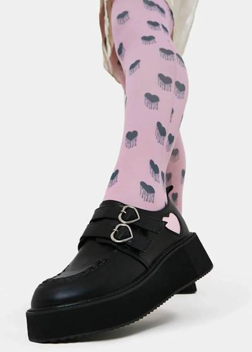 Koi Footwear Pothos Heart Platform Creepers Black Pink