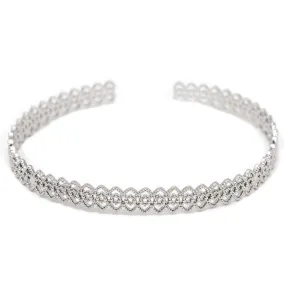 Lace Design Thin Cuff Bracelet Rhodium Plated