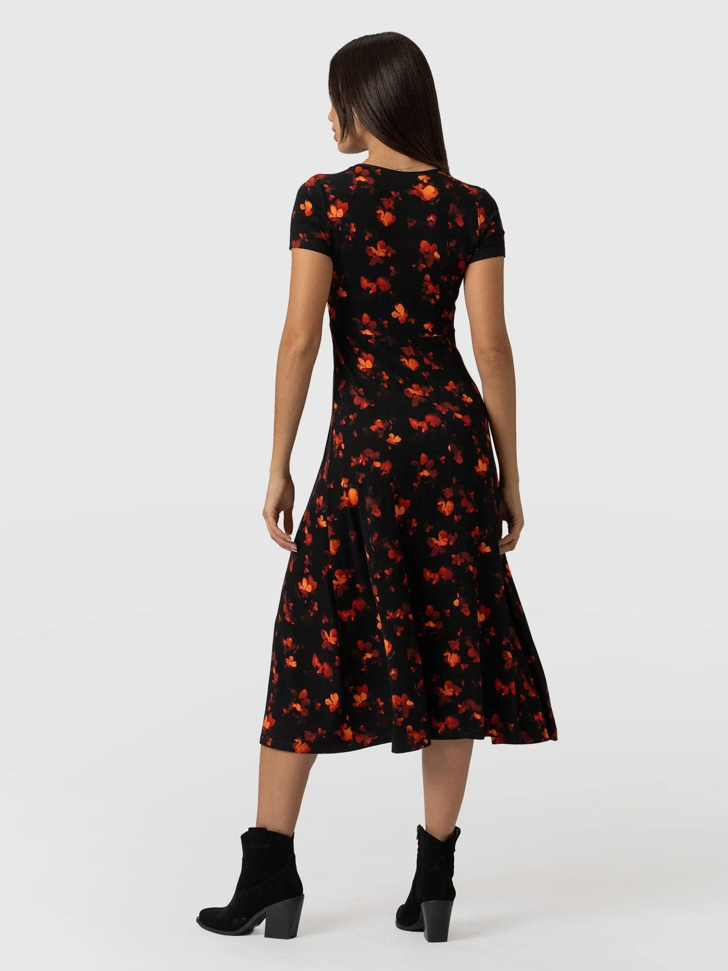 Maggie Wrap Midi Dress - Red Aurora