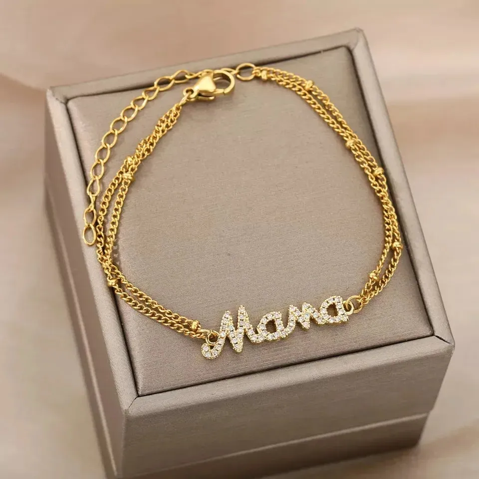 Mama Script Bracelet with Mom Card