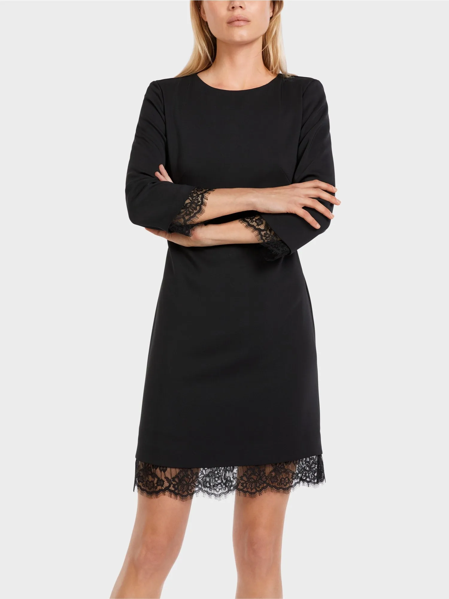 Marc Cain Short Dress With Delicate Lace in Black