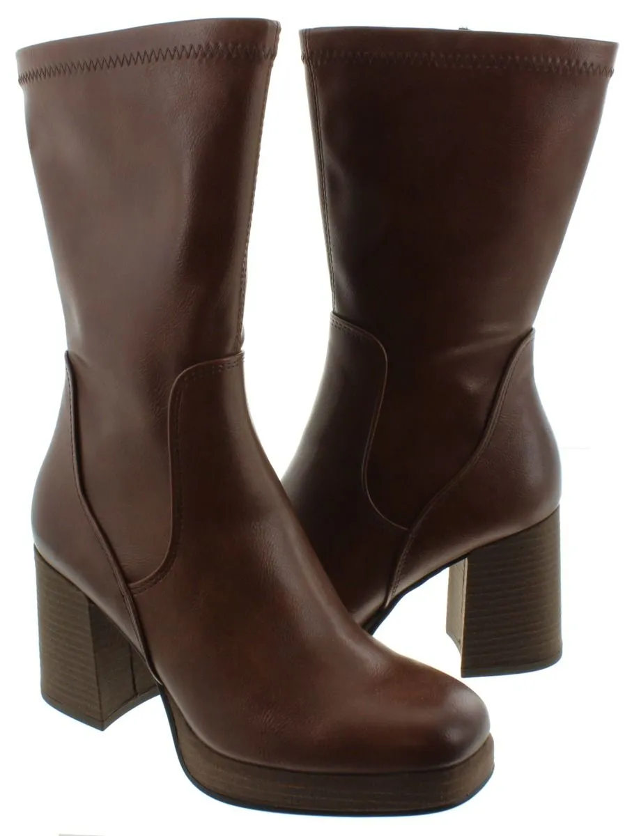 MARCO TOZZI Ladies 25345 Heel Platform Boots In Chesnut Brown