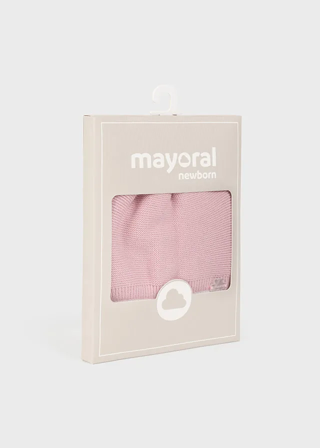 Mayoral Knit cap for newborn girl- Rosette