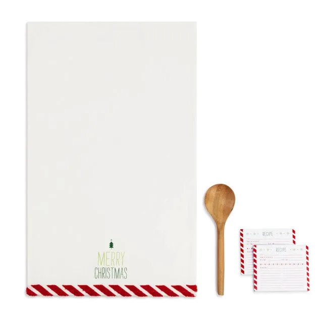 Merry Christmas Towel & Spoon With Recipe Card