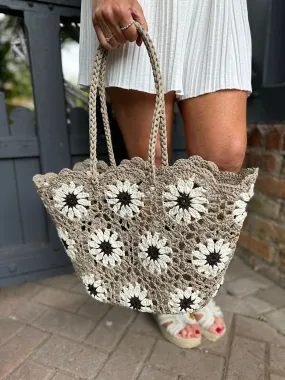 Mocha Loose Weave Daisy Bag