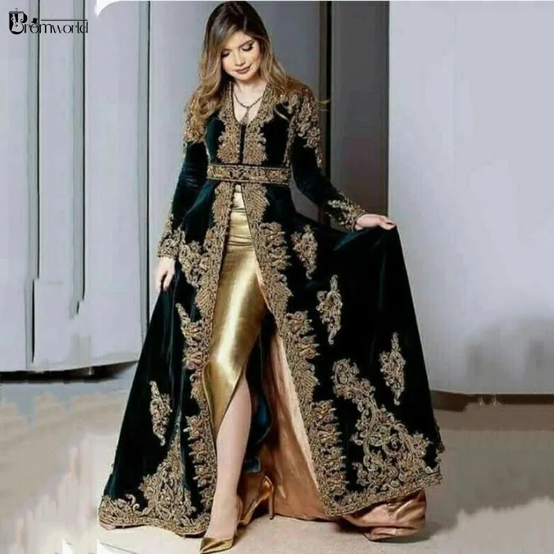 Morocco Dress 3 Pieces Overskirt Outfit Split Formal Gowns